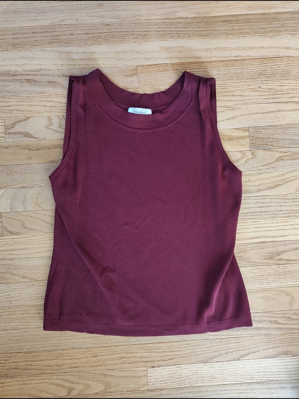 dressbarn Burgundy Sleeveless Crewneck Tank
